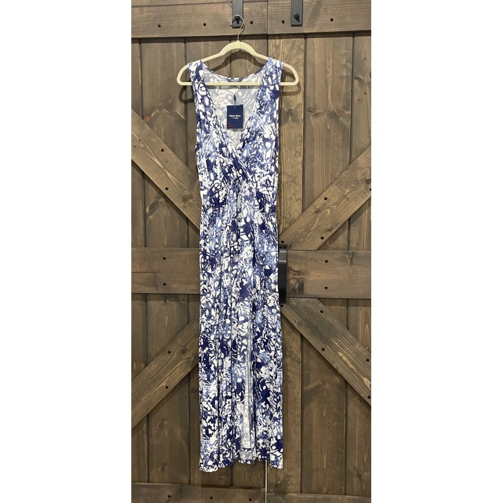 Peter Som Design Nation St. Barts Sleeveless Maxi Dress Blue White Size‎ M New - Picture 6 of 15